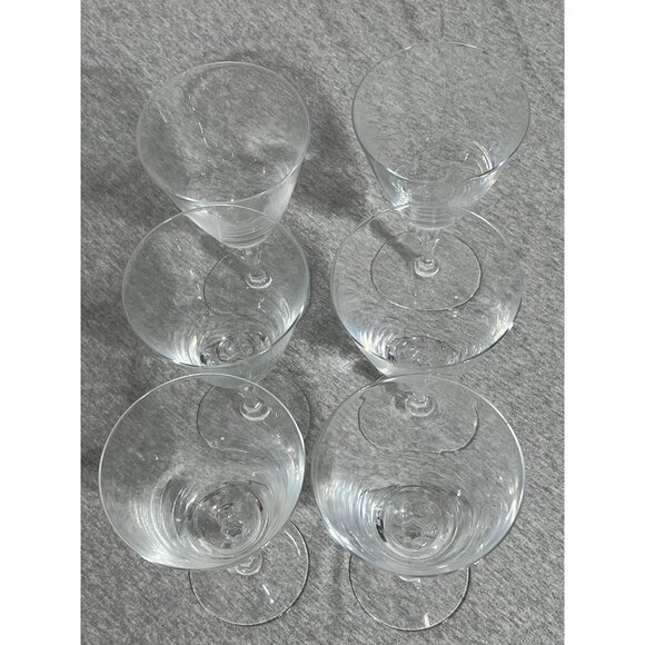 Vintage Fostoria Crystal Wine Glasses Goblets Set of 6 Faceted Stem Clear USA - Picture 3 of 12